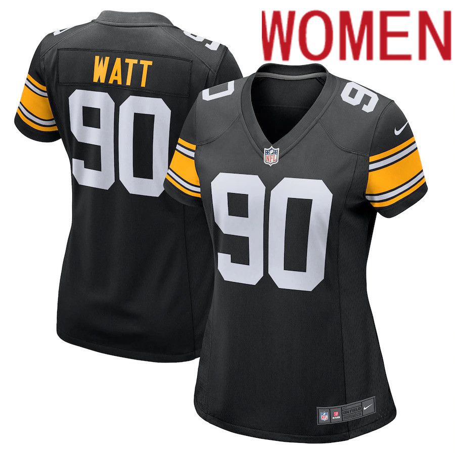 Women Pittsburgh Steelers #90 T.J. Watt Nike Black Alternate Game NFL Jersey->women nfl jersey->Women Jersey